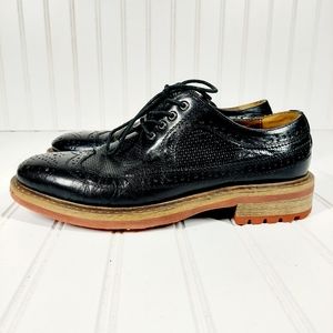 Steve Madden Respanse Black Genuine Leather Wingtip Brogue Oxfords Shoes Men’s 7